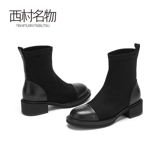 西村名物2020冬季新款短靴女中跟舒适休闲简约时装靴T20DS40171 商品图3