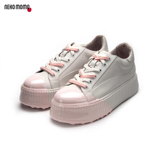nekomomo秋季新款松糕厚底增高糖果色滴胶厚底小白鞋板鞋女旅游鞋 商品图0