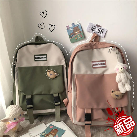 韩版ins风日系原宿可爱少女学生背包古着感森系百搭双肩包书包女 商品图1