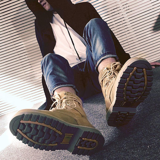 马丁靴男高帮冬季加绒马丁男靴情侣款靴子男中帮雪地靴工装靴军靴 商品图2