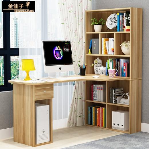 电脑书桌加衣柜一体桌转角简约书柜书桌一体书架组合卧室写字桌子 商品图0