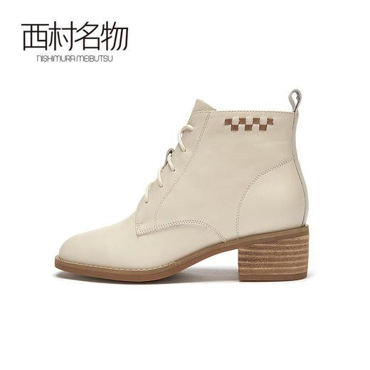 西村名物2020冬季新款马丁靴女系带中跟纯色休闲时尚短靴X20DS40362 商品图1