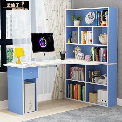 电脑书桌加衣柜一体桌转角简约书柜书桌一体书架组合卧室写字桌子 商品图2