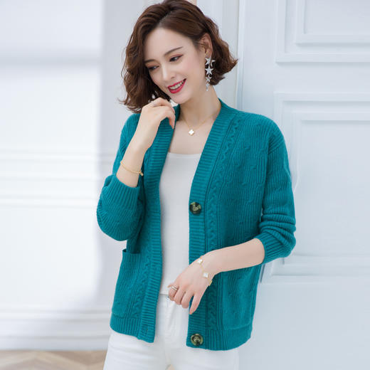 恒源祥羊毛衫女开衫外套2020新款秋冬短款宽松毛衣外搭上衣针织衫