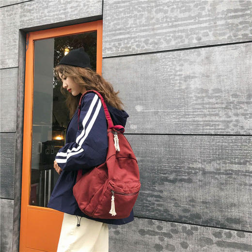森系复古文艺水洗帆布书包女韩版ulzzang 高中大学生小清新双肩包 商品图2
