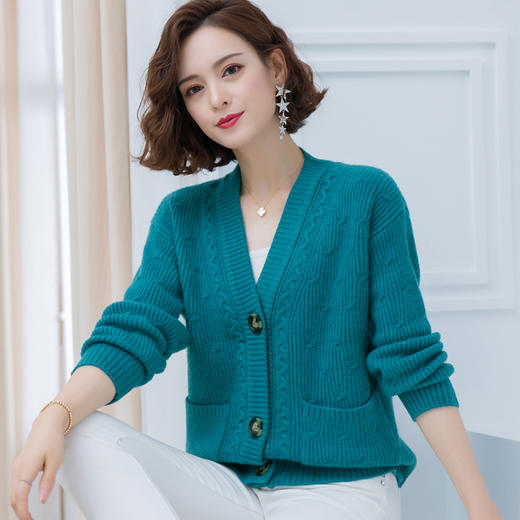 恒源祥羊毛衫女开衫外套2020新款秋冬短款宽松毛衣外搭上衣针织衫