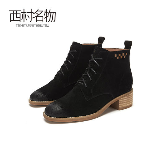 西村名物2020冬季新款马丁靴女系带中跟休闲时尚短靴X20DS40361 商品图0