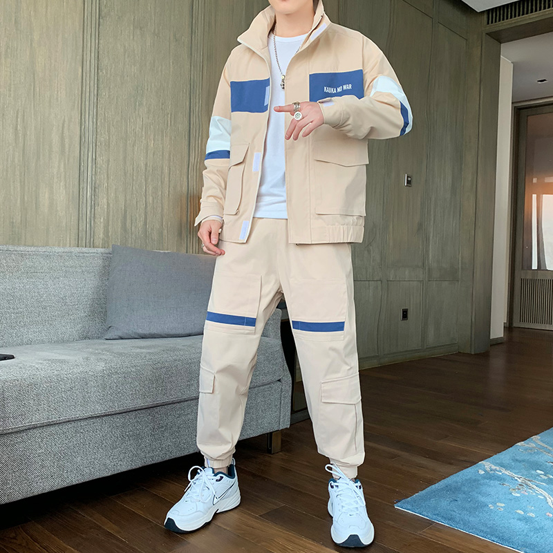 秋季运动工装夹克套装上衣裤子男生学生潮流韩版社会休闲青少年一套