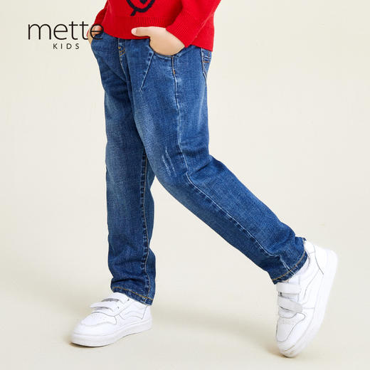 METTE童装中大童男宝水洗牛仔裤2020秋冬加绒加厚休闲保暖长裤子 商品图1