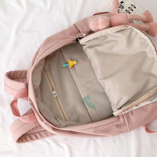 日系拼色工装风双肩包书包女韩版ins初中高中学生简约背包女 商品图3