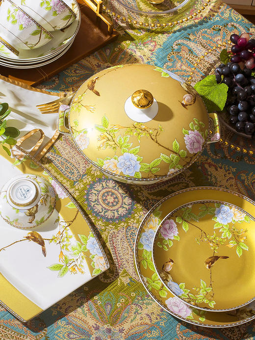 奥唯餐具套装家用中国风高档碗盘欧式乔礼礼物骨瓷碗碟景德镇陶瓷 商品图2