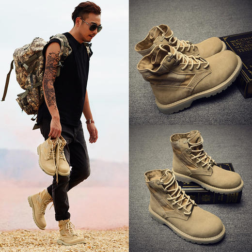 马丁靴男高帮冬季加绒马丁男靴情侣款靴子男中帮雪地靴工装靴军靴 商品图0