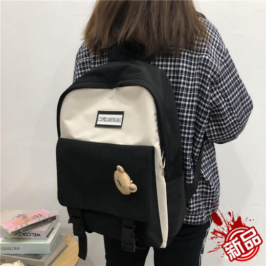 韩版ins风日系原宿可爱少女学生背包古着感森系百搭双肩包书包女 商品图3