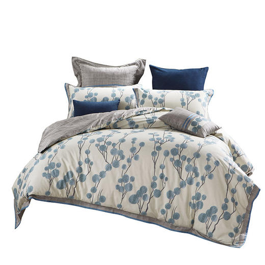 水星家纺抗菌四件套—蓝莓时光四件套200*230cm 230*250cm 48*74cm*2 商品图1