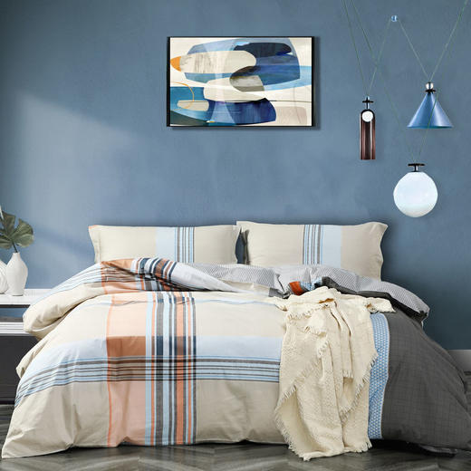 水星家纺  DH全棉印花四件套  奈罗 1.5M(5英尺)床 商品图0