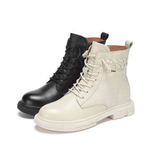 西村名物2020冬季新款马丁靴纯色系带低跟网红百搭时尚短靴T20DS40591 商品图0