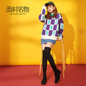 西村名物过膝长筒靴女2020秋冬新款平底弹力短靴瘦瘦袜靴女T284I44201