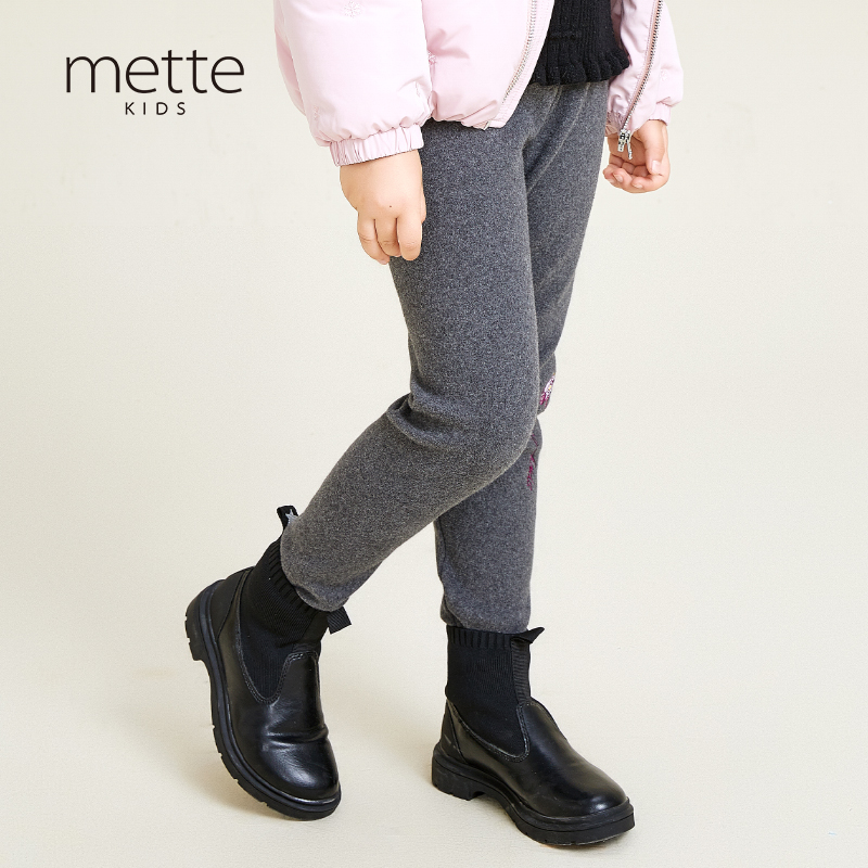METTE童装女宝保暖加绒打底裤2020秋冬新款纯色简约紧身外穿洋气