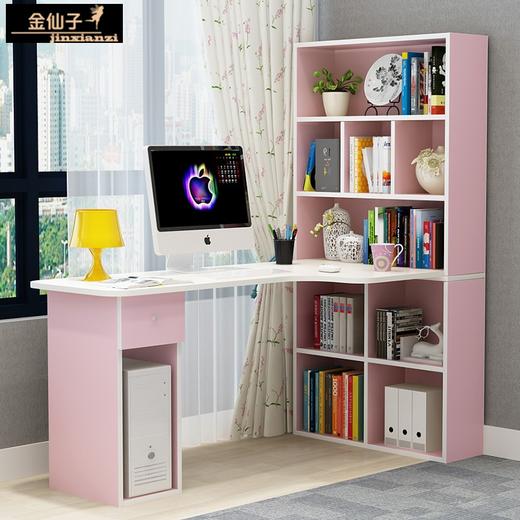 电脑书桌加衣柜一体桌转角简约书柜书桌一体书架组合卧室写字桌子 商品图3