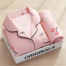 【瑜伽生活家】【春秋翻领睡衣女开衫】长袖长裤卡通内衣女士家居服套装