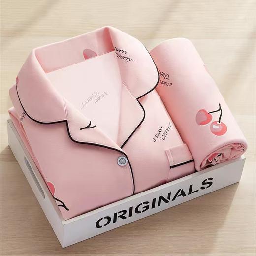 【瑜伽生活家】【春秋翻领睡衣女开衫】长袖长裤卡通内衣女士家居服套装 商品图0