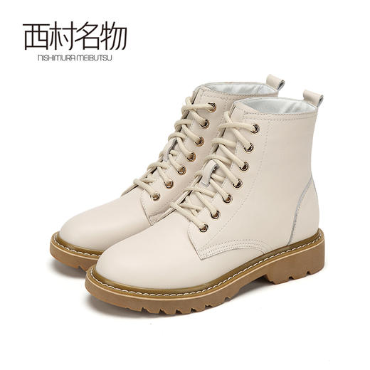 西村名物商场同款厚底马丁靴女2020新款防滑耐磨皮短靴子T284S42951 商品图3