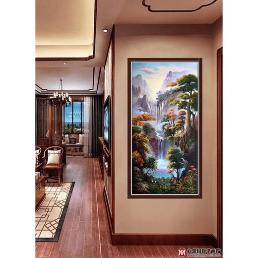 郑一坡《林间听泉》80×160cm 油画竖幅作品 餐厅/茶室/卧室挂画 商品图2