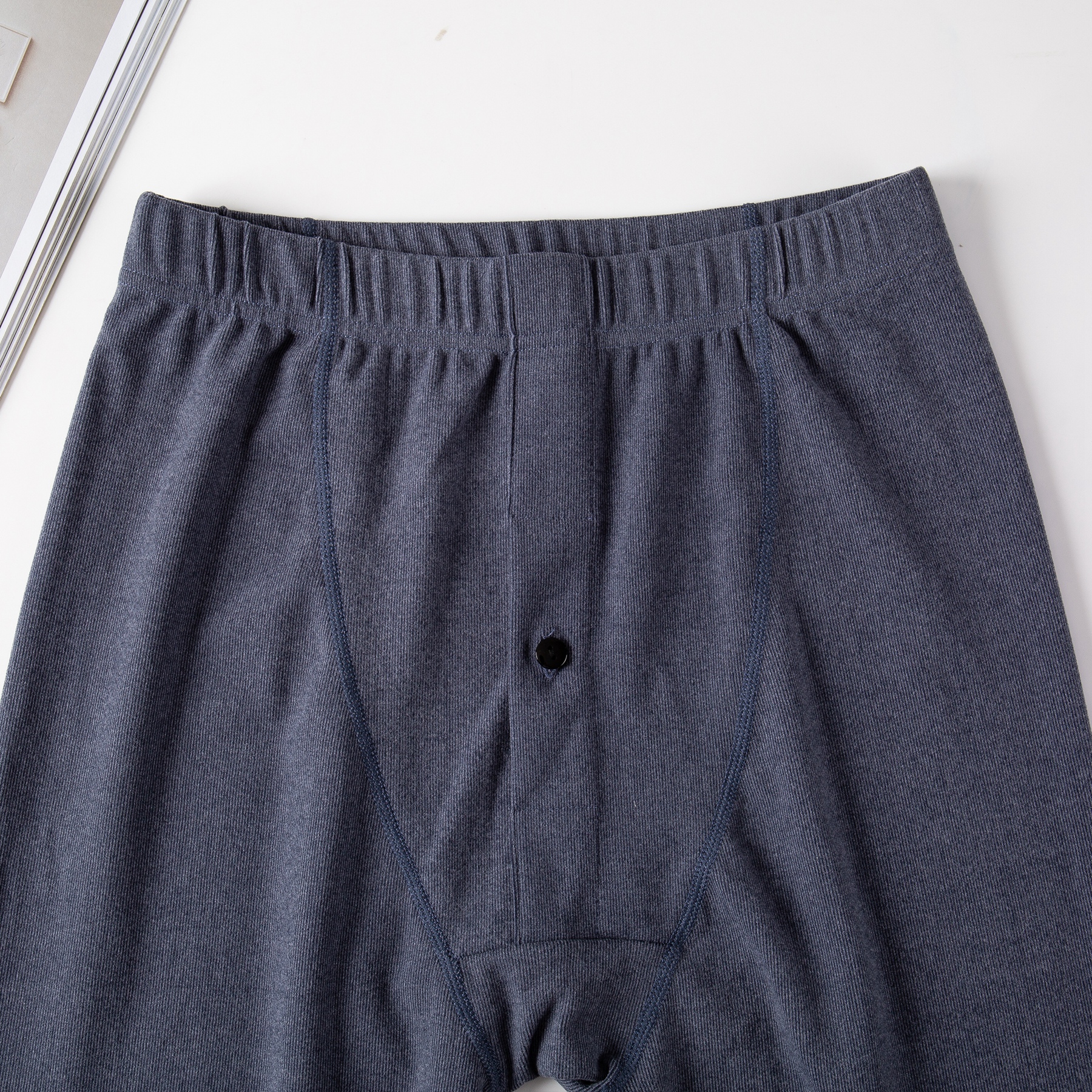 300g德绒男士竖条纹双面磨毛无痕单长裤秋裤保暖裤3338