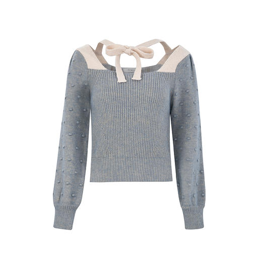 张心子初秋轻熟套装秋装2020新款气质蓝色毛衣格纹百褶裙两件套女U208122 商品图4