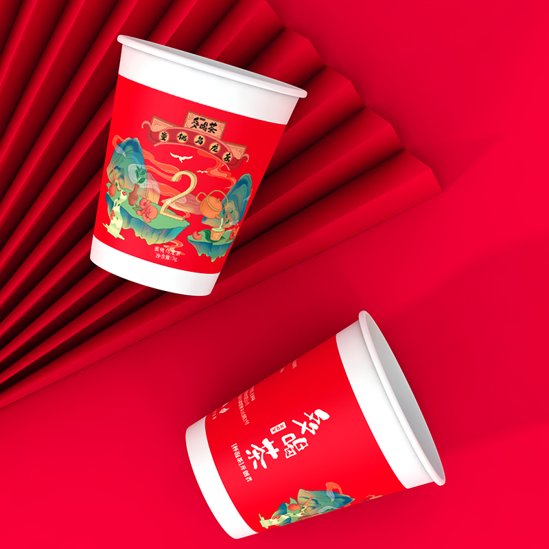 美灵宝国潮系列小红杯咖啡普洱茶蜜桃乌龙茶10杯筒2筒一组