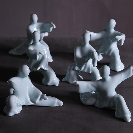 「新中式太极人物禅意陶瓷摆件」玄关书柜工艺品 办公室创意雕塑装饰品 商品图0