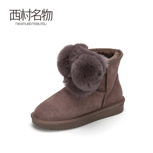 西村名物加厚雪地靴秋冬新款毛毛女士短靴平底耐磨防滑T284S42601 商品图1