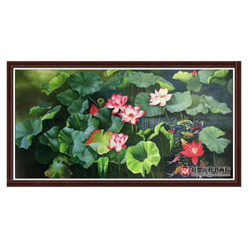 郑一坡《荷美天下》70×140cm 油画横幅作品 餐厅/卧室挂画