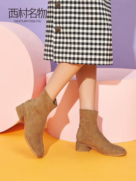 西村名物2020冬季新款弹力靴女时尚中跟网红百搭显瘦短靴	 T29DS40861