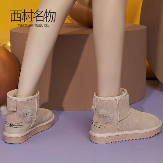 西村名物2020冬季新款雪地靴女平底加绒毛毛短靴防滑T29DS40891 商品图3