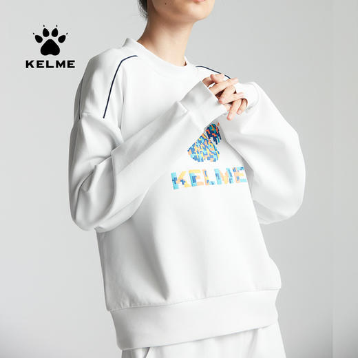 卡尔美秋冬彩色方块撞色图案套头卫衣女宽松休闲廓形上衣 商品图2