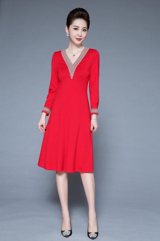 TQ-2849秋新款妈妈装时尚优雅婚宴礼服连衣裙 商品图2