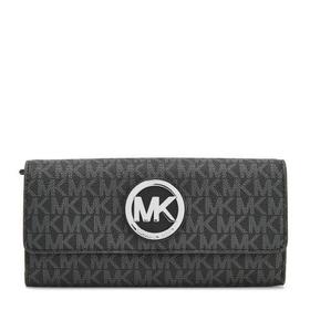 Michael Kors/迈克·科尔斯黑色PVC/配皮女士长款钱夹