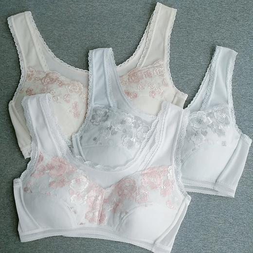 WD002刺绣花边透气面料无钢圈舒适中老年妈妈健康短文胸 商品图1