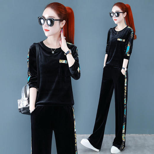 SP-315883秋季新款韩版休闲宽松时尚印花运动套装 商品图2