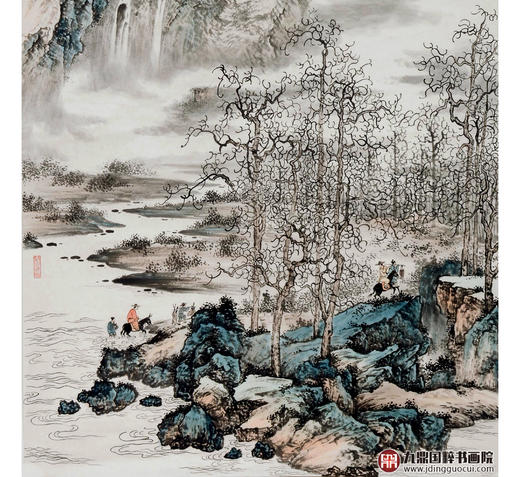 李学亮《秋山问道图中堂》68*138cm/34*138cm 山水中堂作品 玄关挂画 商品图4