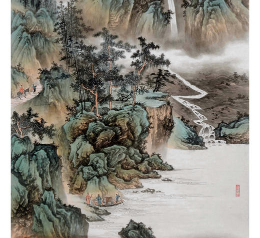 李学亮《秋山问道图中堂》68*138cm/34*138cm 山水中堂作品 玄关挂画 商品图4