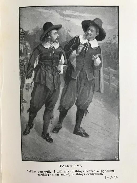 1906年 班扬《天路历程》 8幅彩色与多幅黑白插图 漆布精装大32开 封面贴画 商品图9