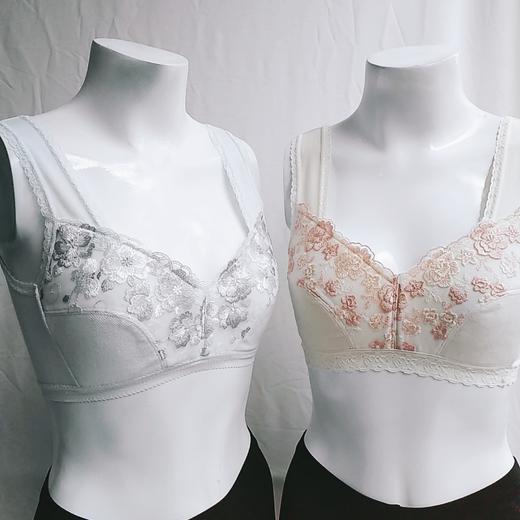 WD002刺绣花边透气面料无钢圈舒适中老年妈妈健康短文胸 商品图3