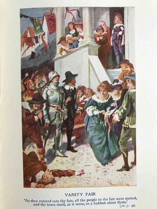 1906年 班扬《天路历程》 8幅彩色与多幅黑白插图 漆布精装大32开 封面贴画 商品图4