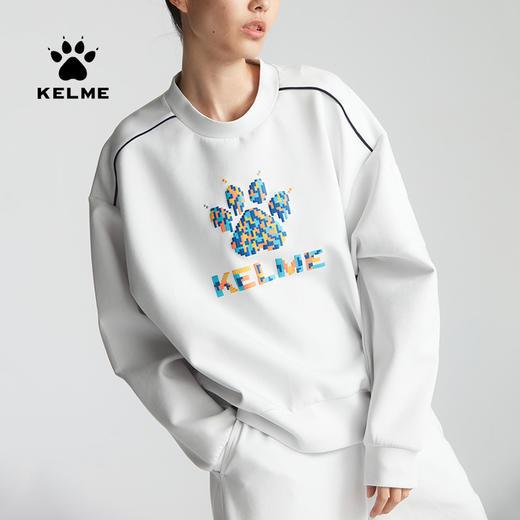 卡尔美秋冬彩色方块撞色图案套头卫衣女宽松休闲廓形上衣 商品图1