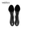 westory2020早秋新品马丁靴女鞋平底牛皮革系带长靴W20DQ80171 商品缩略图3