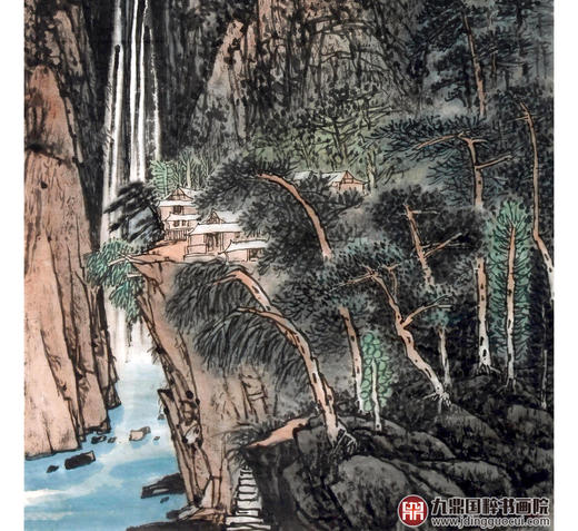 侯志明《谷幽泉声》68*138cm/34*138cm 山水中堂作品 玄关挂画 商品图4