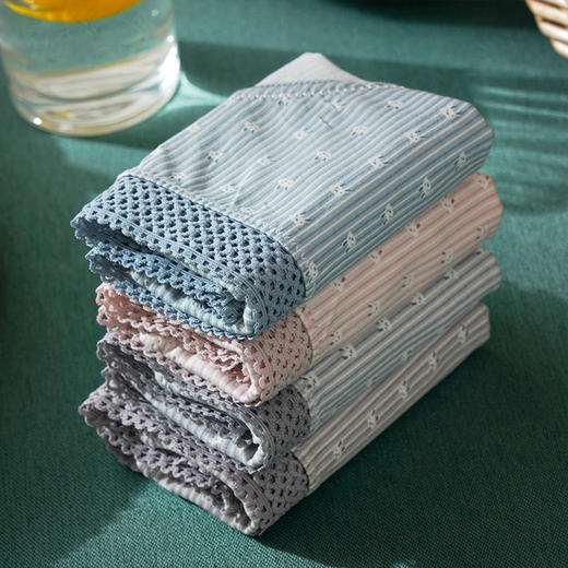 雅黛丽内裤女舒适中腰印花条纹蕾丝边纯棉裆部亲肤内裤4条混色装DYK03061(盒装) 商品图3