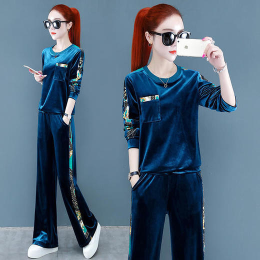 SP-315883秋季新款韩版休闲宽松时尚印花运动套装 商品图3